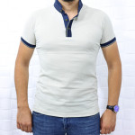 Erkek Dik Yaka Patlı Modern Kesim Kısa Kollu T-shirt F5185