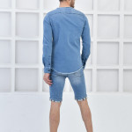 Mavi Erkek Fermuarlı Denim Yıkamalı Slim Fit Mont Tipi Gömlek F6156