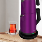 Teachef Violet 2200 Watt Paslanmaz Çelik Damlatmayan Tasarım Çelik Çay Makinesi Ve Su Isıtıcısı
