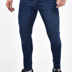 Erkek Koyu Mavi Kot Süper Skiny Yıkamalı Likralı Jean Pantolon Lb501