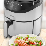 Foodfry Özel Tasarım Tutma Kolu Taşınabilir 2000w Inox Dokunmatik Airfryer Yağsız Sıcak Hava Fritözü