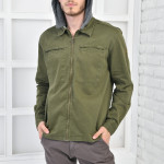 Khaki Men's Hoodie Detachable Seasonal Coat With Zipper Pockets F6038