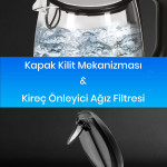 Berrak 2200 Watt İnox Paslanmaz Çelik 1.7 Litre Işıklı Cam Kettle Su Isıtıcı