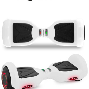 Icy 6.5 Inch Işıklı Akıllı Dengeli Elektrikli Kaykay Hoverboard Taşıma Çantalı Beyaz
