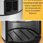 Foodfry Özel Tasarım Tutma Kolu Taşınabilir 2000w Inox Dokunmatik Airfryer Yağsız Sıcak Hava Fritözü