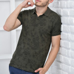 Haki Erkek Desenli Pike Polo Yaka Slim Fit T-shirt F51603