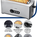Morning Inox Geniş Ekmek Hazneli 7 Seviyeli Buz Çözme Özellikli Ekmek Kızartma Makinesi