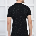 Siyah Erkek Desenli Pike Polo Yaka Likralı Slim Basıc T-shirt F51614