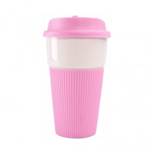 Porcelain Mug With Silicone Lid - Pink