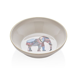 Gilded ceramic salad bowl with elephant