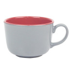 Jumbo Short Mug Grey Red Soup, Hot Chocolate, Salep, Coffee Cup 330 Cc