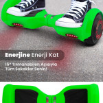 Greeny 6.5 Inch Işıklı Akıllı Dengeli Elektrikli Kaykay Hoverboard Taşıma Çantalı Yeşil