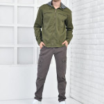 Khaki Men's Hoodie Detachable Seasonal Coat With Zipper Pockets F6038