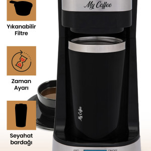 Mycoffee Touch Mc-107 Çelik Termos Bardaklı Zaman Ayarlı Otomatik Filtre Kahve Makinesi