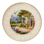 Authentic Round Gold 35 Cm Garden Pattern Tray