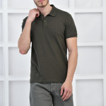 Haki Erkek Düz Pike Polo Yaka Likralı Slim Basıc T-shirt F51610