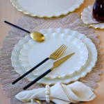 Solid Cream Wavy Serving Set for 6 People 26cm