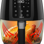 Porto Dijital Dokunmatik 10 Ön Ayarlı 4.5 Litre Airfryer Yağsız Kızartma Sıcak Hava Fritöz