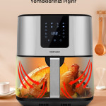 Brenda 7 Litre Inox Geniş Hazneli Xxl Dokunmatik 8 Ön Ayarlı Airfryer Sıcak Hava Fritözü