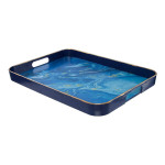 Melodi Marble Patterned Blue Tray 26x33cm