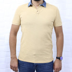 Erkeke Hardal Polo Denim Yaka Nakışlı Pike Slim Fit T-shirt F559