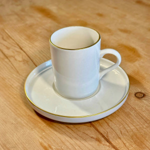 Porcelain Cup Set for 6 People - Ecru Gilded