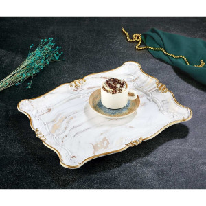 Marble Plated Large Sultan Presentation Tray 33 X 42 Cm