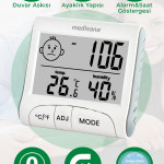 Alman Tasarım Dijital Ekranlı Alarm Saat Sıcaklık Isı Nem Ölçer Termometre