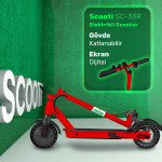 Kırmızı Katlanabilir Farlı Elektrikli Scooter