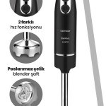 Biostick Siyah 1000 Watt Hız Ayarlı 4 Bıçaklı Paslanmaz Çelik El Blender