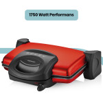 Gurmex Kırmızı 1750 Watt Granit Çıkarılabilir Plakalı 5 Kademe Isı Ayarlı Tost Ve Izgara Makinesi
