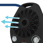 Warm Siyah 2000 Watt Isıya Dayanıklı Sıcak,ılık,soğuk Devrilme Emniyetli Isıtıcı Fan