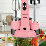 Elenamax Pembe 1000 Watt Hız Ayarlı %100 Bakır Motor 5 In 1 Mutfak Robotu Multi Blender Seti