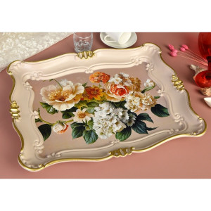 Sultan Tray 33x42 Cm - Flower Garden with Outdoor Coffee Table Base