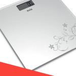 Fokus 180kg Kapasiteli 5mm Dayanıklı Temper Camlı Beyaz Desenli Dijital Baskül Tartı Beyaz
