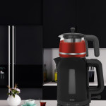 Papatya Siyah 2200 Watt Cam Demlikli Çay Makinesi Ve Su Isıtıcısı