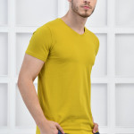 Hardal Erkek V Yaka Basıc Likralı Slim Fit T-shirt F5173