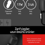 Çift Usb Girişli 17w Hızlı Araç Içi Şarj Cihazı Oto Çakmaklık Sch-50027