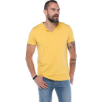 Erkek Sarı V Yaka Modern Kesim Kısa Kollu T-shirt F036