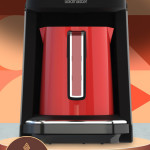 Prokıvam Kırmızı Geniş Hazne Çelik Cezveli Akıllı Yerleştirmeli Türk Kahve Makinesi