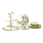 Roseline Cream Gilded 25 Pieces Cake Tea Serving Set For 6 People