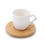 Bambulu Porselen 2'li Kahve Fincanı - Kalp