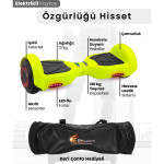 Fashmood 6.5 Inch Işıklı Akıllı Dengeli Elektrikli Kaykay Hoverboard Taşıma Çantalı Sarı