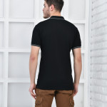 Siyah Erkek Polo Yaka Modern Kesim Pike Kumaş T-shirt F5429