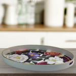 Luxury Oval White Gilded Tray - Mixed Flower