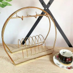 Metal Gold Oval Countertop Cup Organizer