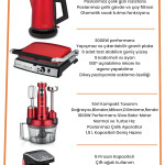 Platinium Kırmızı 24 Parça Avantajlı Elektronik Evlilik Paketi Elektrikli Mutfak Çeyiz Seti