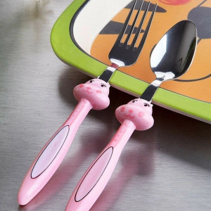 Figured Steel Mama Cutlery Spoon Set - Pink