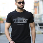 Cıty's Baskılı Bisiklet Yaka Erkek Siyah T-shirt 5485