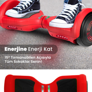 Mat Kırmızı Inch Akıllı Dengeli Elektrikli Kaykay Hoverboard Taşıma Çantalı